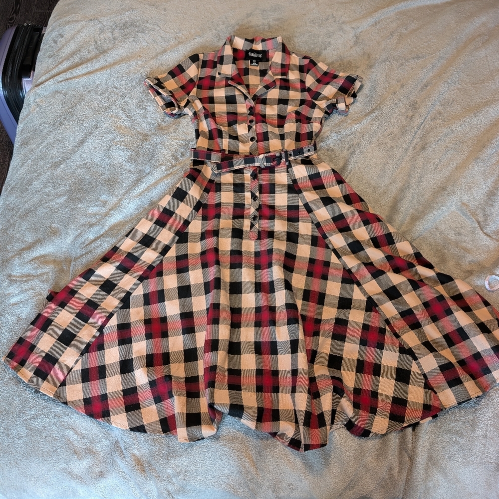 Modcloth X Collectif Caterina/Cherished Era Brown Plaid Dress